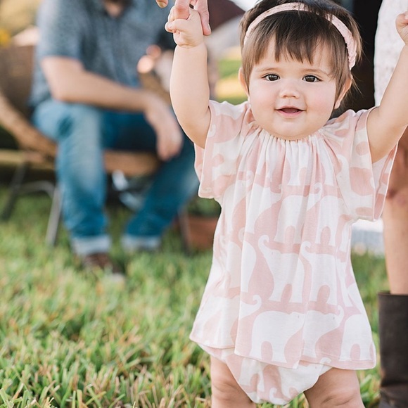 LAST CHANCE! NWT - Milkbarn Rose Elephant Dress + Headband - Picture 1 of 8